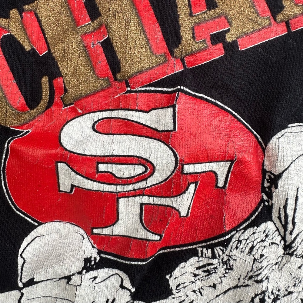 Vintage 1990 San Francisco 49ers Single Stitch T-shirt Size Medium Made USA - Picture 13 of 13